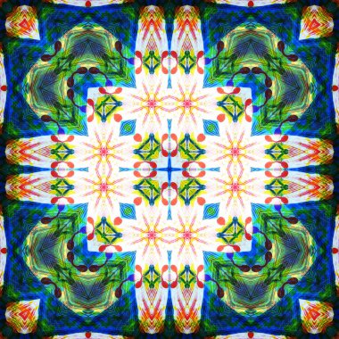 Kusursuz kare desenli kaleydoskop. Akrilik boya