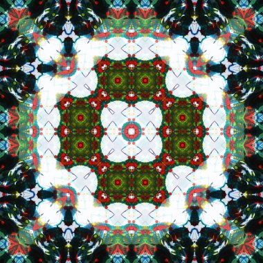 Kusursuz kare desenli kaleydoskop. Akrilik boya