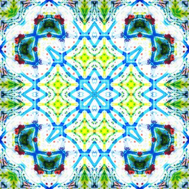 Kusursuz kare desenli kaleydoskop. Akrilik boya