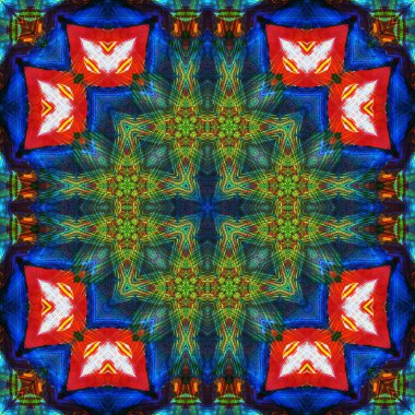 Kusursuz kare desenli kaleydoskop. Akrilik boya