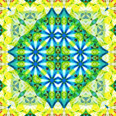 Kusursuz kare desenli kaleydoskop. Akrilik boya