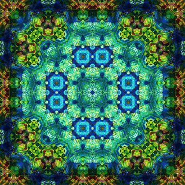 Kusursuz kare desenli kaleydoskop. Akrilik boya