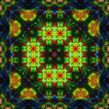 Kusursuz kare desenli kaleydoskop. Akrilik boya