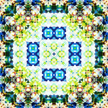 Kusursuz kare desenli kaleydoskop. Akrilik boya