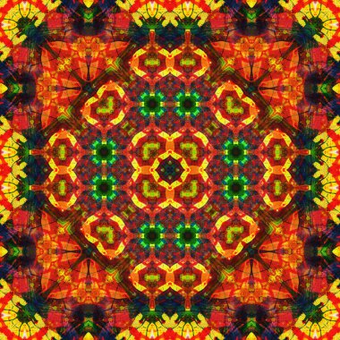 Kusursuz kare desenli kaleydoskop. Akrilik boya