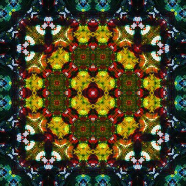 Kusursuz kare desenli kaleydoskop. Akrilik boya