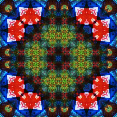 Kusursuz kare desenli kaleydoskop. Akrilik boya