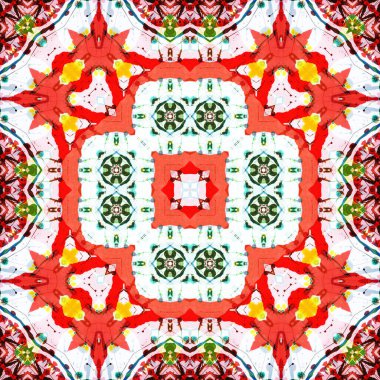 Kusursuz kare desenli kaleydoskop. Akrilik boya