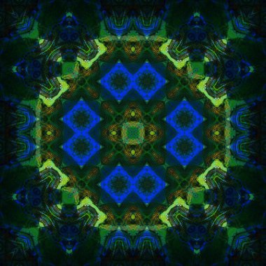 Kusursuz kare desenli kaleydoskop. Akrilik boya