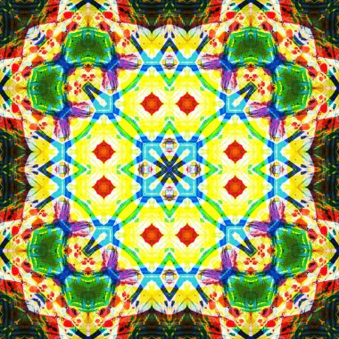 Kusursuz kare desenli kaleydoskop. Akrilik boya