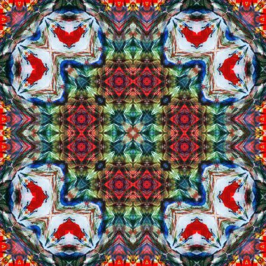 Kusursuz kare desenli kaleydoskop. Akrilik boya