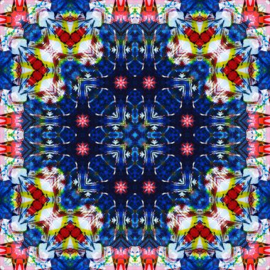 Kusursuz kare desenli kaleydoskop. Akrilik boya