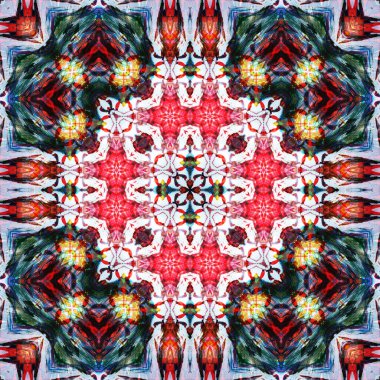 Kusursuz kare desenli kaleydoskop. Akrilik boya