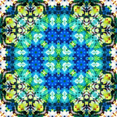 Kusursuz kare desenli kaleydoskop. Akrilik boya