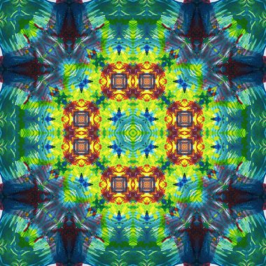 Kusursuz kare desenli kaleydoskop. Akrilik boya