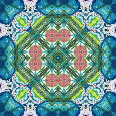 Kusursuz kare desenli kaleydoskop. Akrilik boya