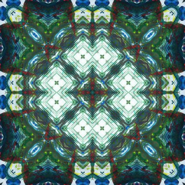 Kusursuz kare desenli kaleydoskop. Akrilik boya