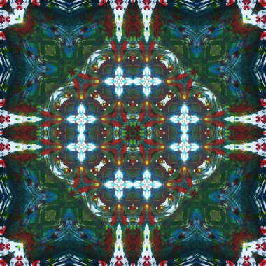 Kusursuz kare desenli kaleydoskop. Akrilik boya