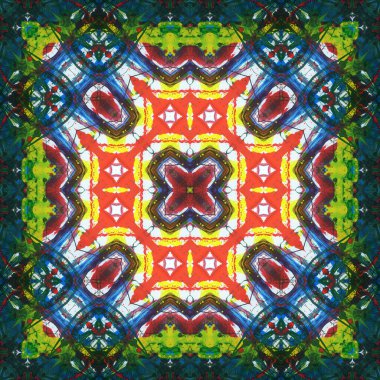 Kusursuz kare desenli kaleydoskop. Akrilik boya