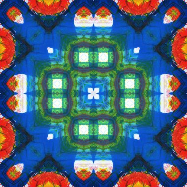 Kusursuz kare desenli kaleydoskop. Akrilik boya