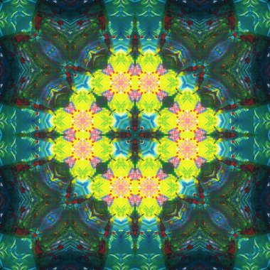 Kusursuz kare desenli kaleydoskop. Akrilik boya