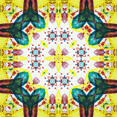 Kusursuz kare desenli kaleydoskop. Akrilik boya