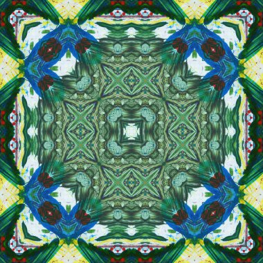 Kusursuz kare desenli kaleydoskop. Akrilik boya