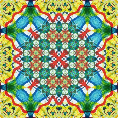 Kusursuz kare desenli kaleydoskop. Akrilik boya