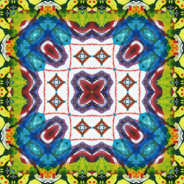 Kusursuz kare desenli kaleydoskop. Akrilik boya