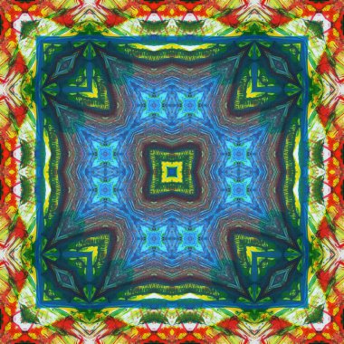 Kusursuz kare desenli kaleydoskop. Akrilik boya