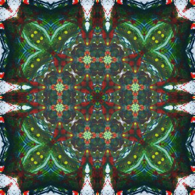 Kusursuz kare desenli kaleydoskop. Akrilik boya