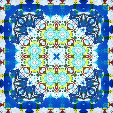 Kusursuz kare desenli kaleydoskop. Akrilik boya