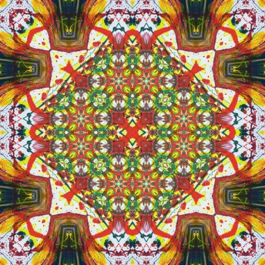 Kusursuz kare desenli kaleydoskop. Akrilik boya