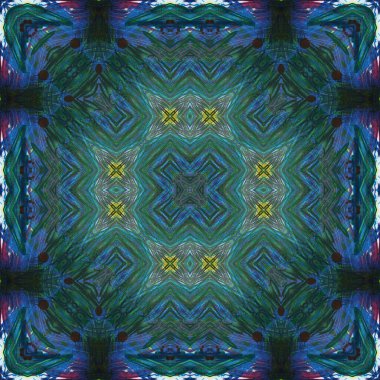 Kusursuz kare desenli kaleydoskop. Akrilik boya