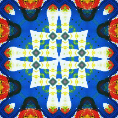 Kusursuz kare desenli kaleydoskop. Akrilik boya