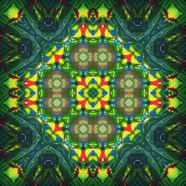 Kusursuz kare desenli kaleydoskop. Akrilik boya