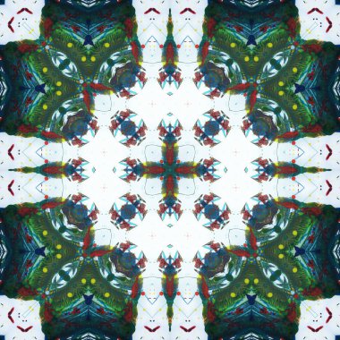 Kusursuz kare desenli kaleydoskop. Akrilik boya