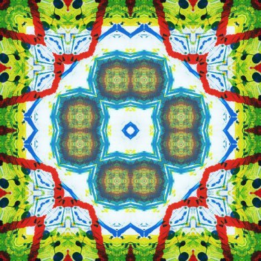 Kusursuz kare desenli kaleydoskop. Akrilik boya