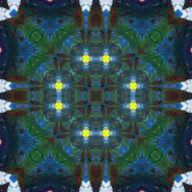 Kusursuz kare desenli kaleydoskop. Akrilik boya