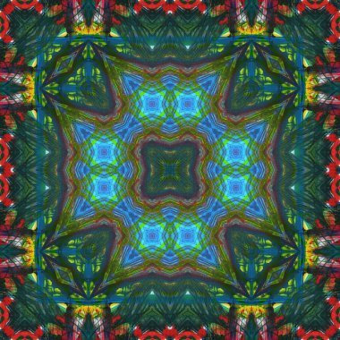 Kusursuz kare desenli kaleydoskop. Akrilik boya