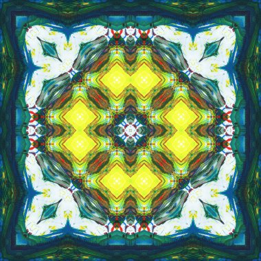 Kusursuz kare desenli kaleydoskop. Akrilik boya