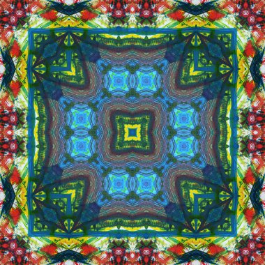 Kusursuz kare desenli kaleydoskop. Akrilik boya