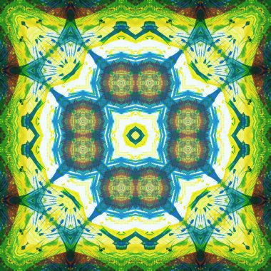 Kusursuz kare desenli kaleydoskop. Akrilik boya