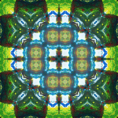 Kusursuz kare desenli kaleydoskop. Akrilik boya