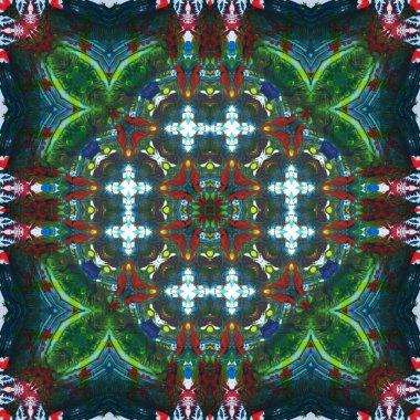 Kusursuz kare desenli kaleydoskop. Akrilik boya