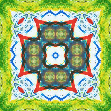 Kusursuz kare desenli kaleydoskop. Akrilik boya