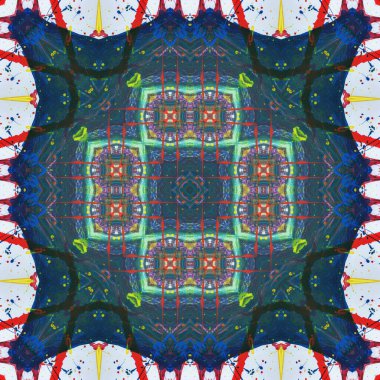 Kusursuz kare desenli kaleydoskop. Akrilik boya