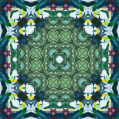 Kusursuz kare desenli kaleydoskop. Akrilik boya