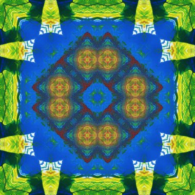 Kusursuz kare desenli kaleydoskop. Akrilik boya