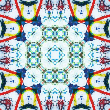 Kusursuz kare desenli kaleydoskop. Akrilik boya